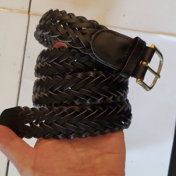 New womens braided leather black belt size M/L - Picture 2 of 5